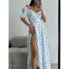 Fashion Sexy Floral Dress Long Dress Women Sexy Bodycon Floral Slit Maxi Dress