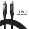 120W Typ-C-Schnellladekabel 6A USB zu Typ-C Nylon-Datenkabel für Xiaomi Samsung Mit LED-Anzeige USB-C-Kabel