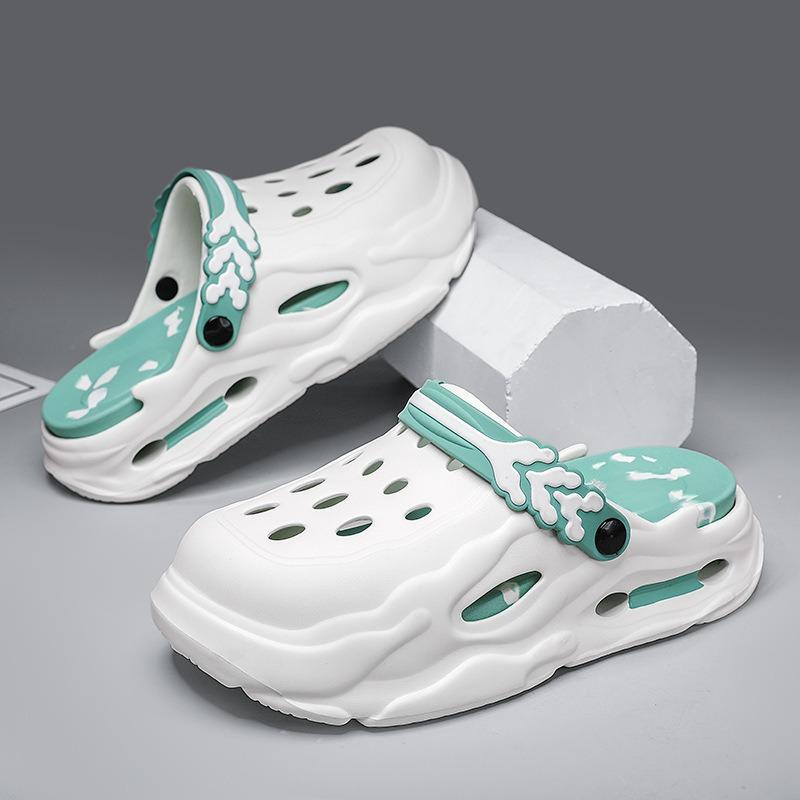 Personalized Couple EVA Hole Shoes Non-slip Wear-resistant Soft Elastic Heightening Sole Simple Leisure Outdoor