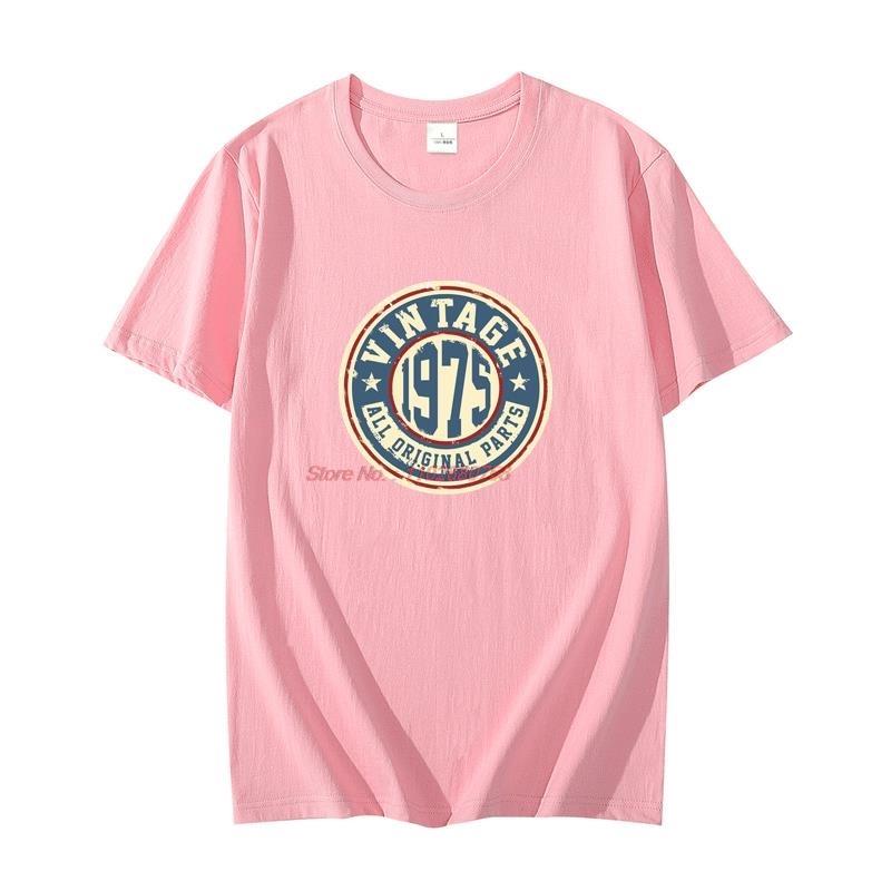Unisexs Vintage Short Sleeve Tshirt Cotton Graphic Oneck Fun 48 And 48 1975 Birthday Gift Summer Tshirt