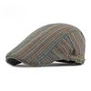 Vintage Ethnic Striped Beret for Men Women British Style Flat Cap Spring Summer Casual Newsboy Hat Adjustable Peaked Cap