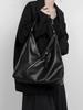 Classic Women's Large Black Shoulder Bag Fashionable Crossbody Bag Casual Soft Leather Handbag Lazy Retro Tote Bag