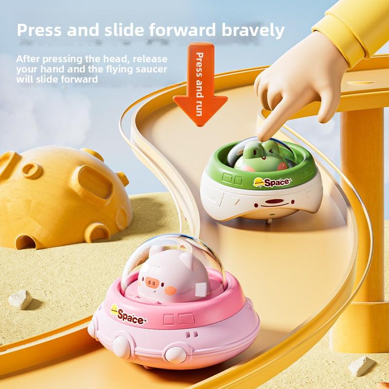 Children's Pressing Flying Saucer Inertia Toy Car Animal Shaped Educational Toy for Infants