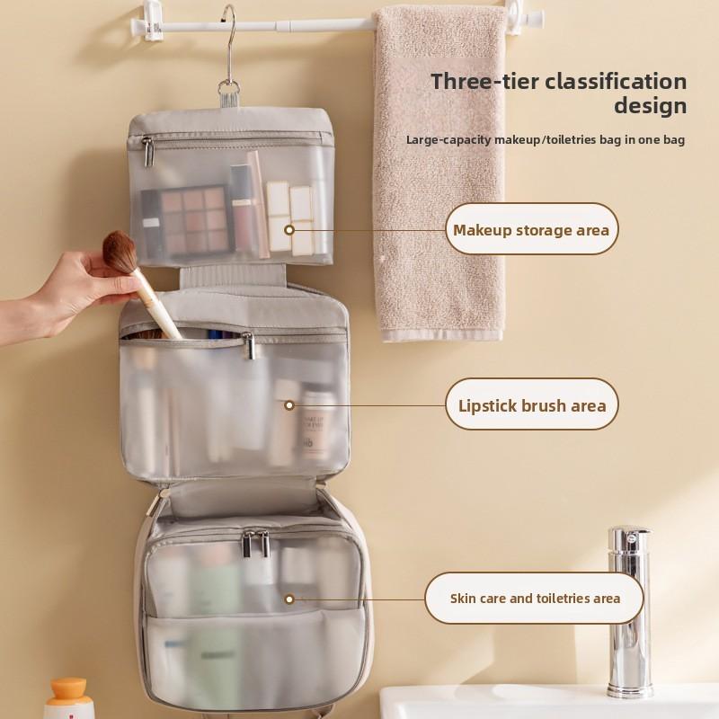 Travel Waterproof Makeup Bag With Hanging Hook For Outdoor And Trip Storage