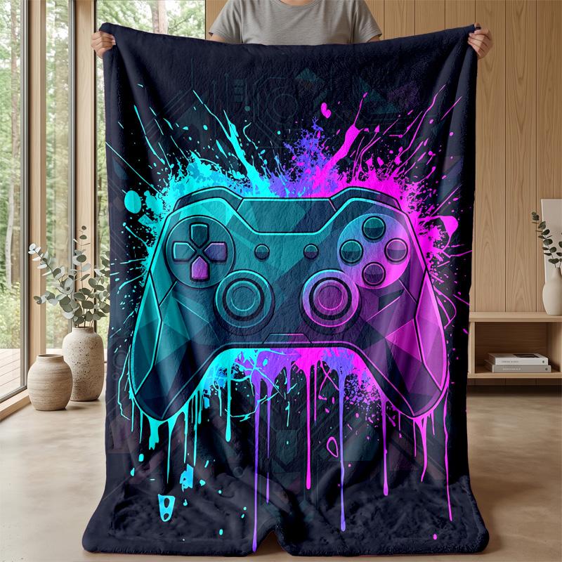 Vibrant Game Pad Art Theme Blanket Lightweight Warm Flannel Blanket Decorative Throw Blanket for Home Decoration