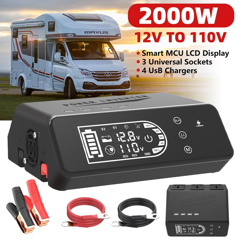 

Инвертор питания 1000 Вт с чистой синусоидой 12 В постоянного тока в 110 В 3 розетки переменного тока 4 USB-разъема Автомобильные адаптеры питания для RV кемпинга Новый автомобильный инвертор питания Other&100V