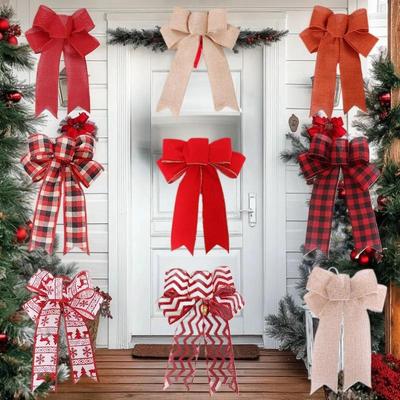 Red Christmas Ribbon Bows Hanging Decorations Bowknot Gift Christmas Tree Ornaments Xmas Party Decor New Year