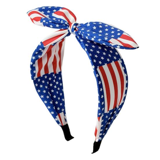 

Women Headband USA Flag Independence Day Theme Three-Dimensional Rabbit Ear Bow Shape Headband Sponge Filling Non-Slip Hair Hoop королевский синий