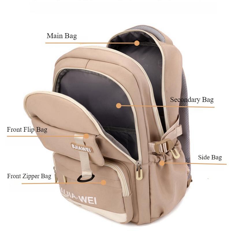 BAIJIAWEI 2024 Summer New Schoolbag High Quality Nylon Waterproof Junior High School Book Bag Lightweight Big Capacity College Student Travel Backpack