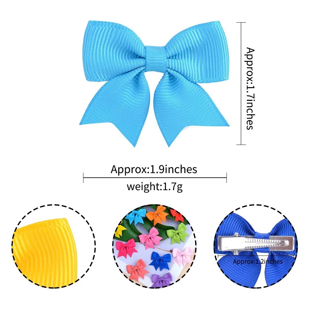 10Pcs/Set Solid Kids Bows Hair Clips for Baby Girls Handmade Ribbon Bowknot Hairpin Barrettes Daily Hair Accessories