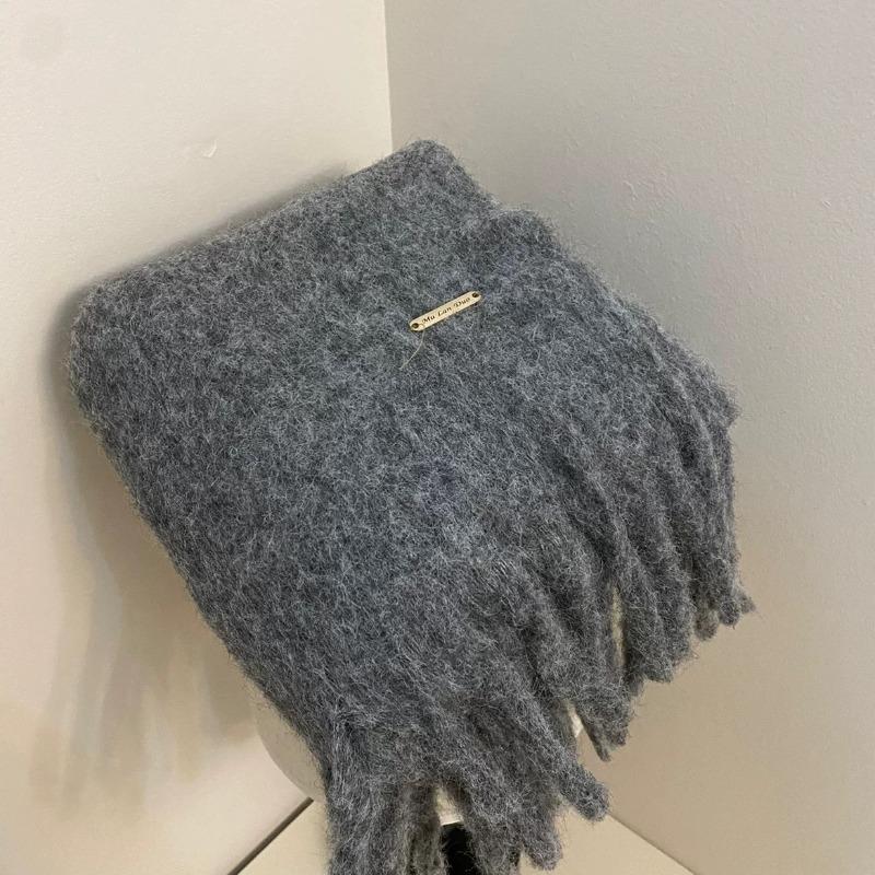 Cachecol versátil doce e fofo cor de doce inverno espessado xale quente mohair cor sólida cachecol de casal