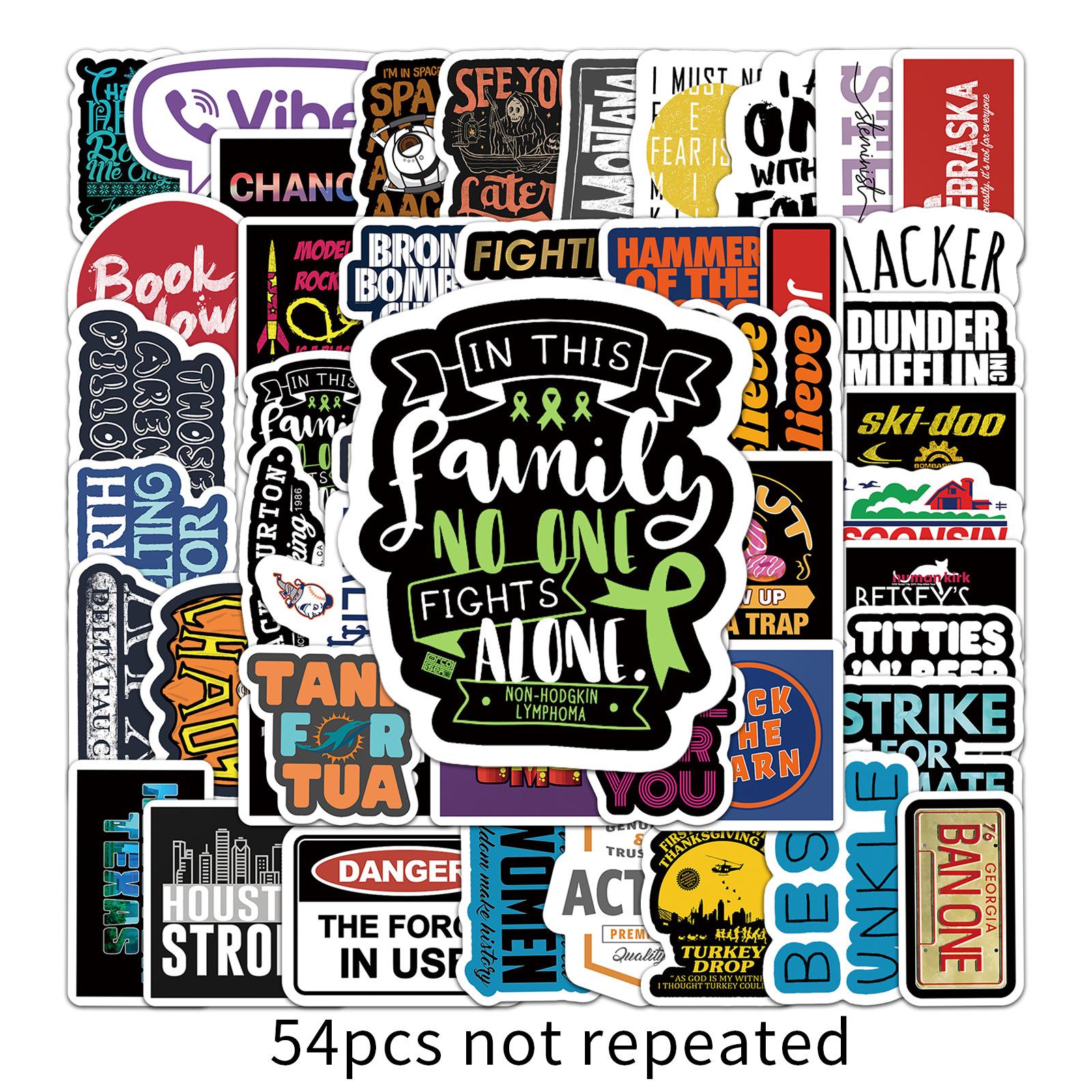 

54 English Letters Cartoon Suitcase Travel Case Laptop Car Doodle Decorative Stickers