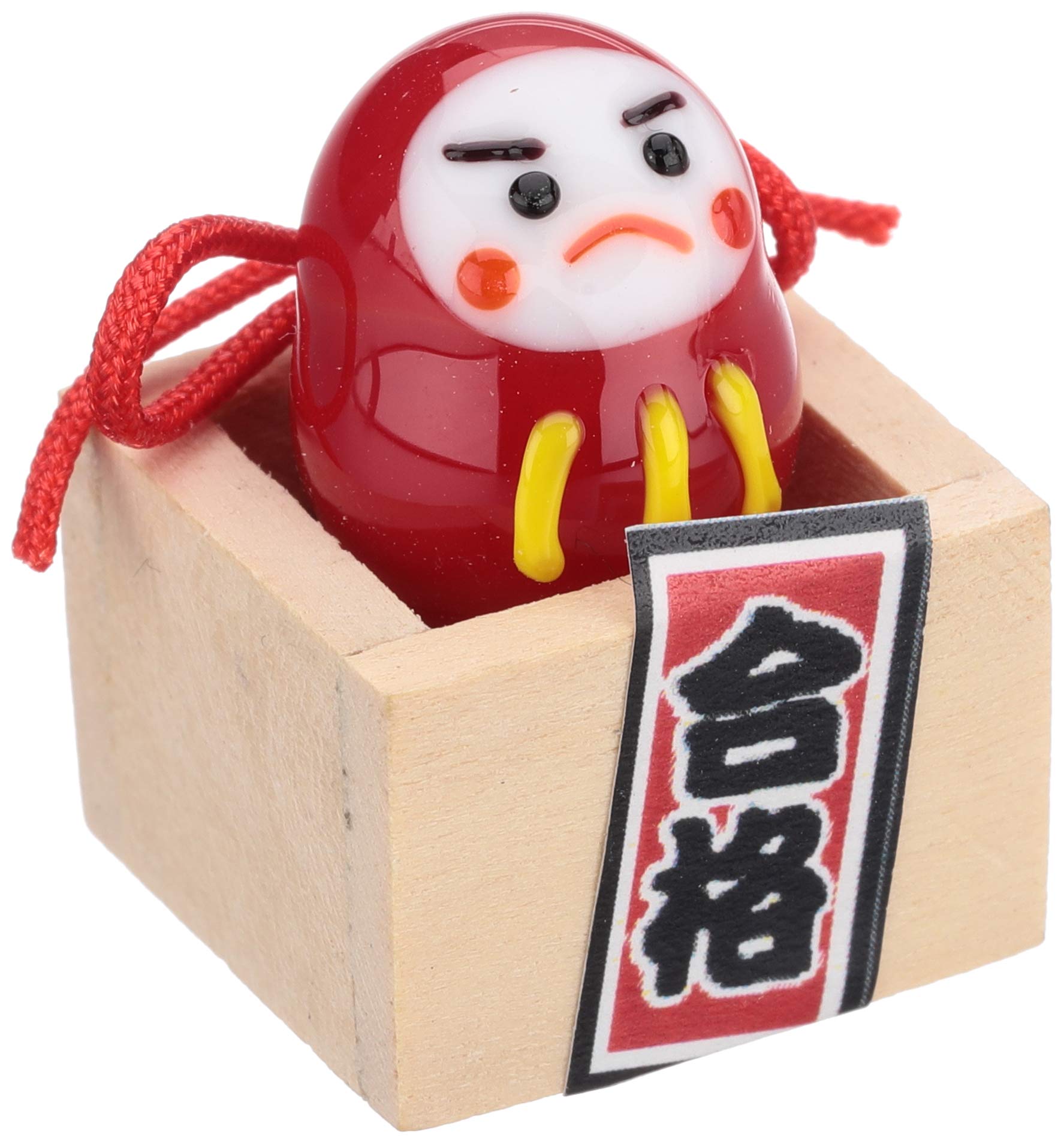

Four Cart Cute Handmade Glass Crafted Gokaku Daruma Doll in a Masu Box (CYK1583)