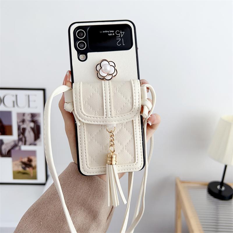 Für Samsung Galaxy Z Flip 7 6 5 4 3 5G Flip7 Flip6 Handyhülle Crossbody Luxus PU-Leder Geldbörse Kartenetui Stoßfeste Schutzhülle