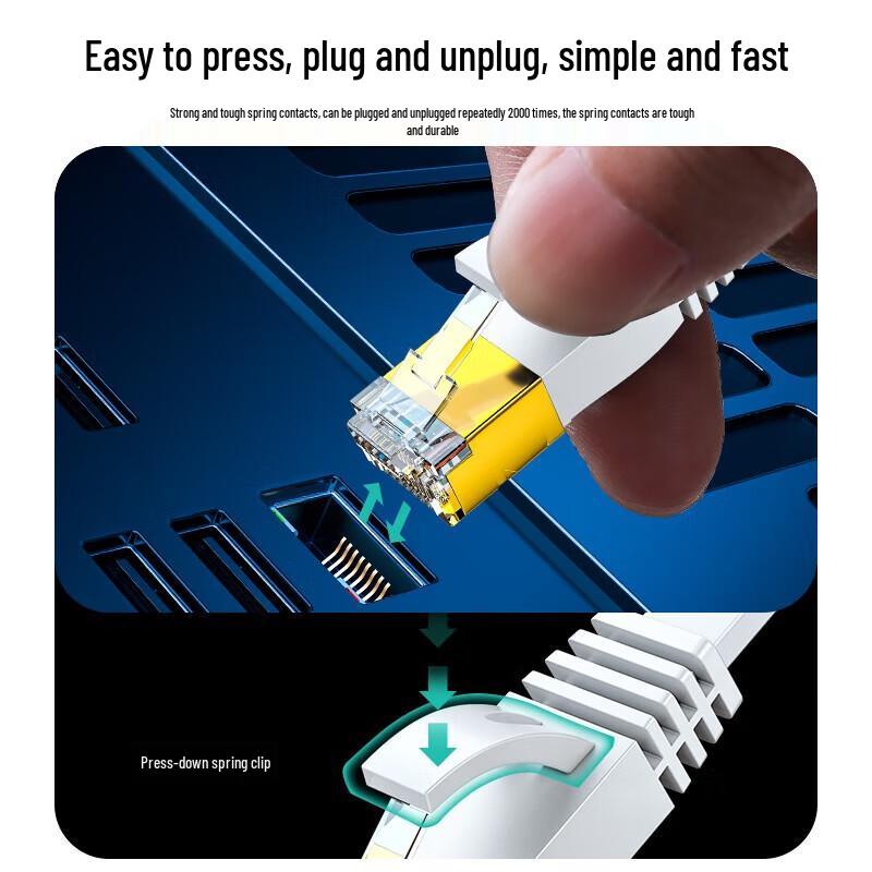 SAMZHE CAT7 Flat Gold-Plated Ethernet Patch Cable