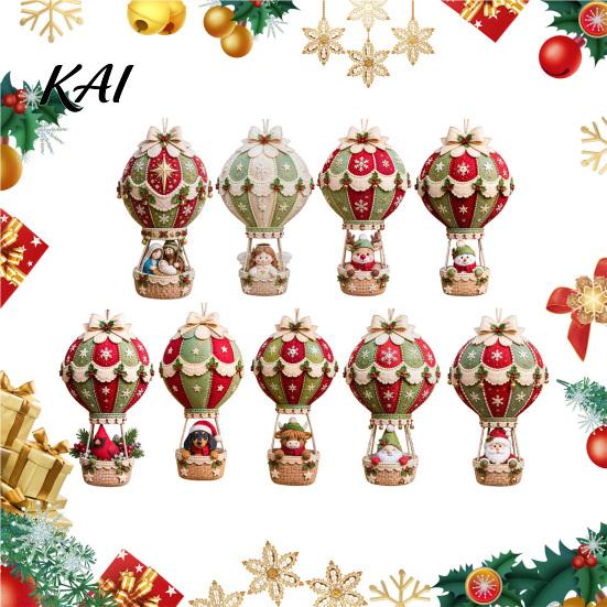 Decorative Wall Hanging Ornaments DIY Christmas Hot Air Balloon Ornament Kit, 3D Handmade Fabric Craft Festive Home Decor Project with Santa