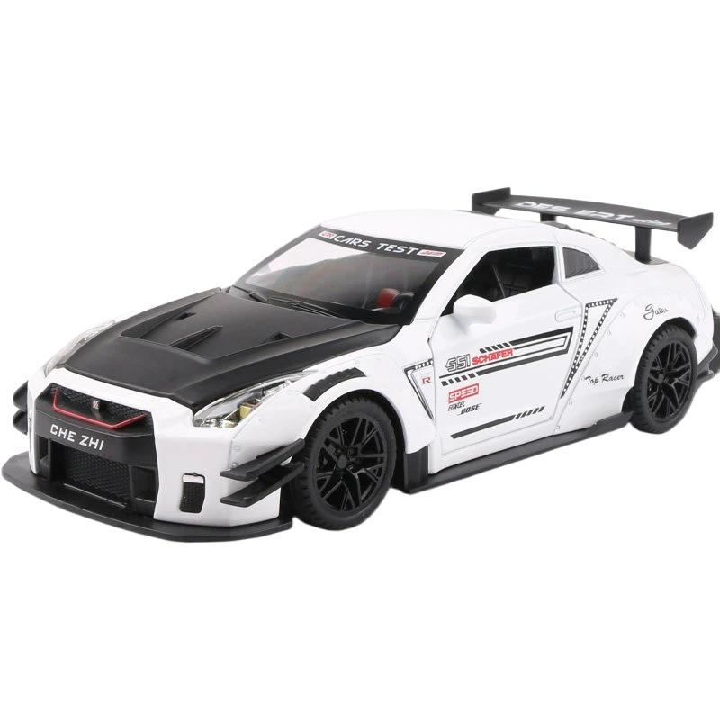 1/24 Skyline Ares Nissan GTR R34 R35 Legierung Sportwagen Modell Diecast Metall Rennwagen Modell Simulation Sound Licht Kinderspielzeug Geschenk