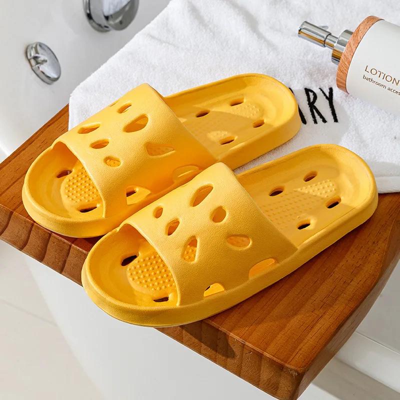 Fashion Slippers Men Bathroom Water Leaky Slippers Summer Women Home Couples Non-slip Indoor Home Waterproof Sandals Super Light
