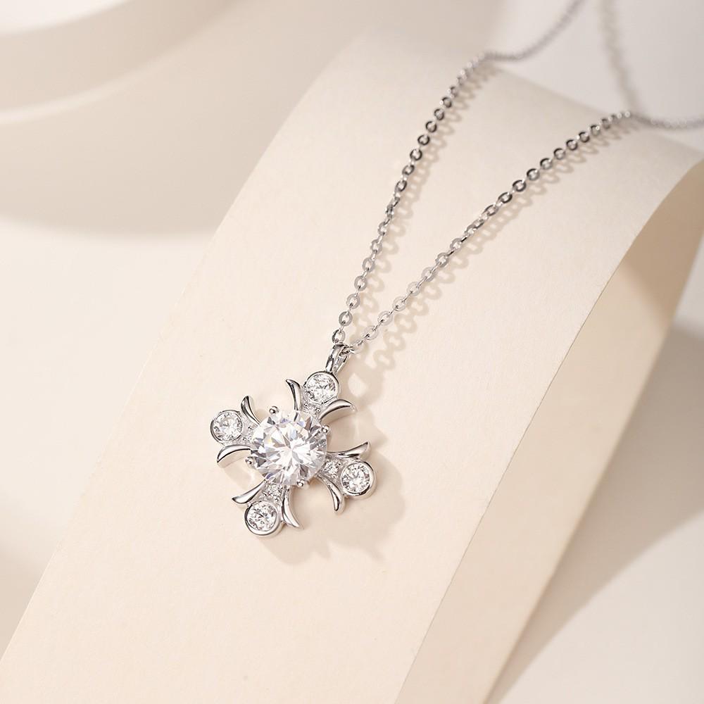 S925 Sterling Silver Cross Zircon Pendant Necklace - Elegant Clavicle Accessory for Women S925 Silver