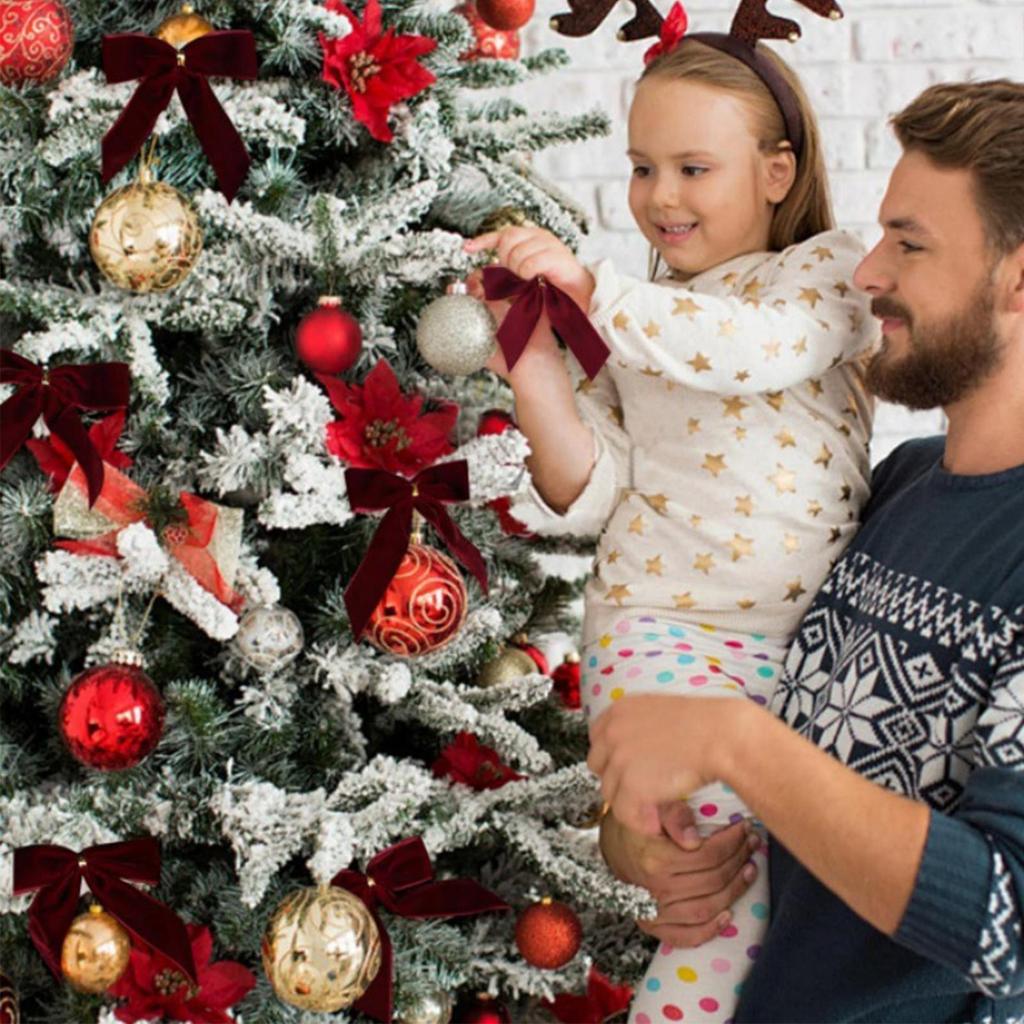 Small Christmas Tree Velvet Bows 24Pcs/set Christmas Holiday Gift Wrapping Knotted Bows For Parties Candy Snack Bags