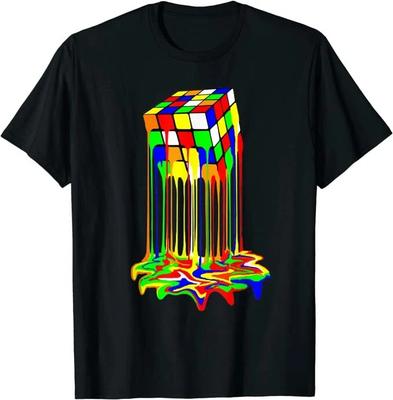 Cube Melting Rubik Colorful Fun Trendy Graphic Short-Sleeve Unisex T-Shirt