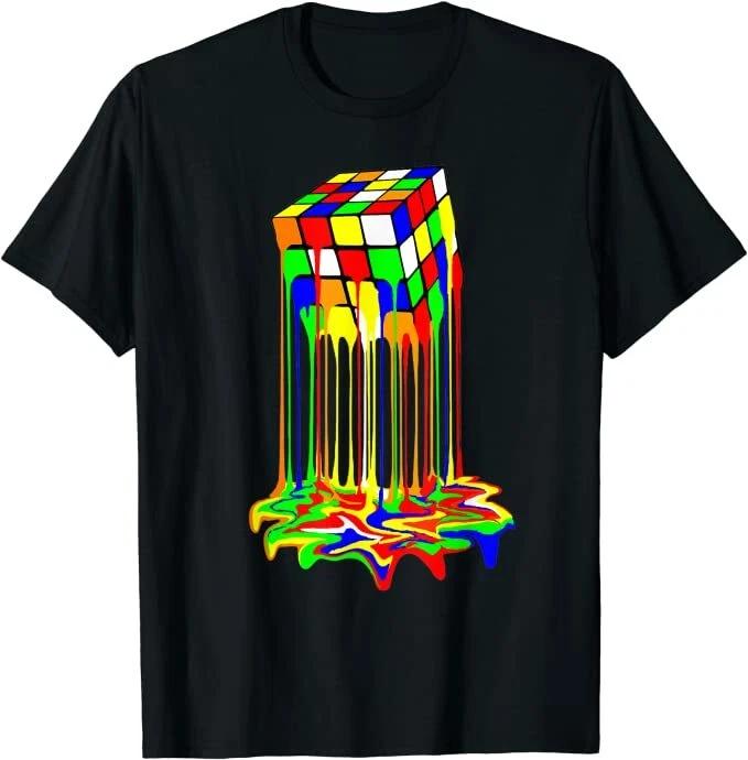 cube melting rubik colorful fun trendy graphic Short-Sleeve Unisex T-Shirt