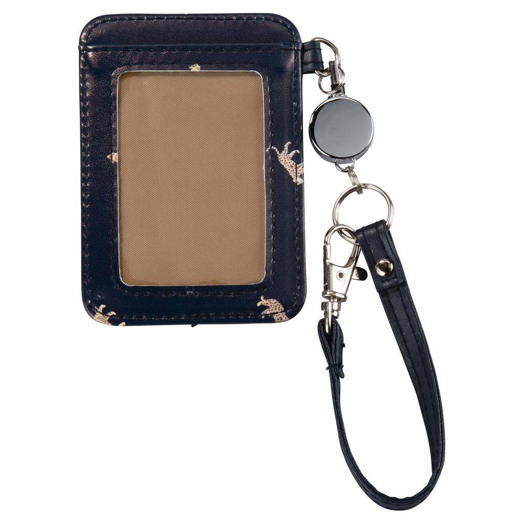 [2025] Wpc. Patterns Synthetic Leather Print Pass Case with Reel, Leopard & Tiger Navy, W168-393-204