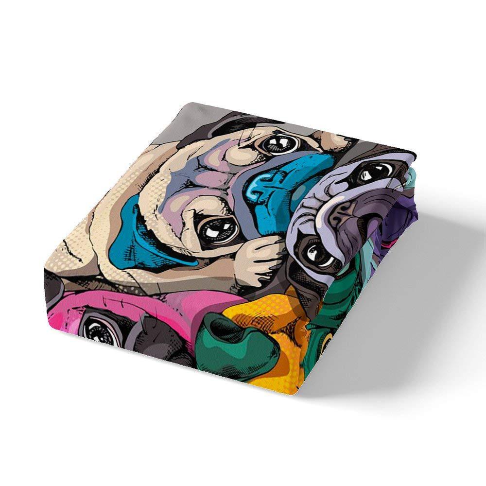 Colorful Cute French Dog Three-Piece Quilt Cover 3D Digital Printing Bedding Set Bed Cover