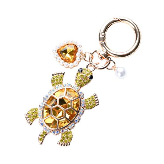 Keychain Sparkling Rhinestones Turtle Shape Bag Ornament with Faux Pearls Decor Bags Keys Decoration