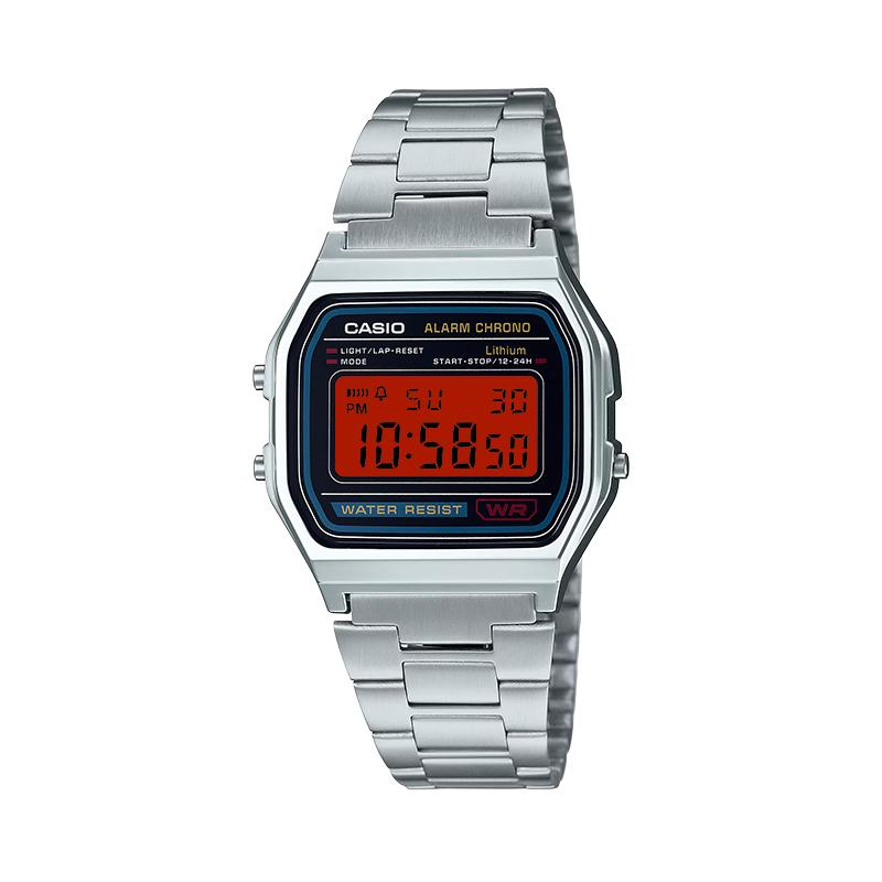CASIO Customized watch modified series blood crane screen Quartz Steel Strap men and women same style red dial A158WA A158WA-1