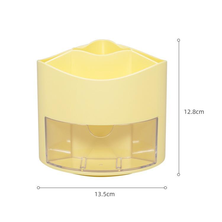 Kawaii Stationery Storage Box Cute Rotating Pen Holder Desktop Drawer Stationery Case School Office Pen Holder Desk Organizer