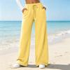 Women's Color Loose Fit Straight Leg Pants with Pockets Casual
