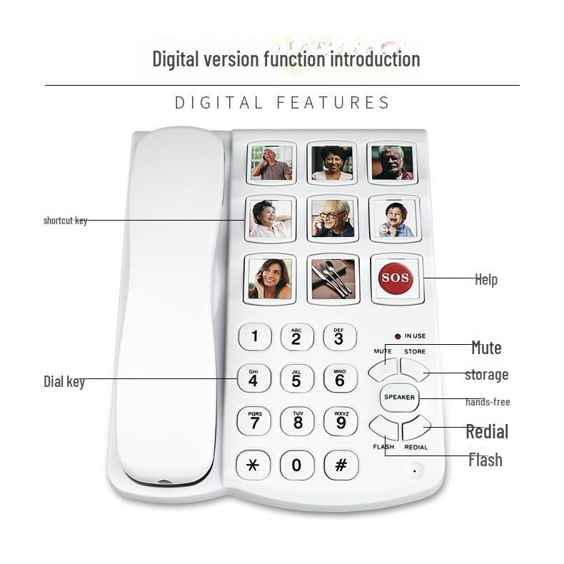 Schnurgebundenes Telefon mit Ein-Tasten-Wahl für Senioren mit großen Lautstärketasten und Freisprechfunktion