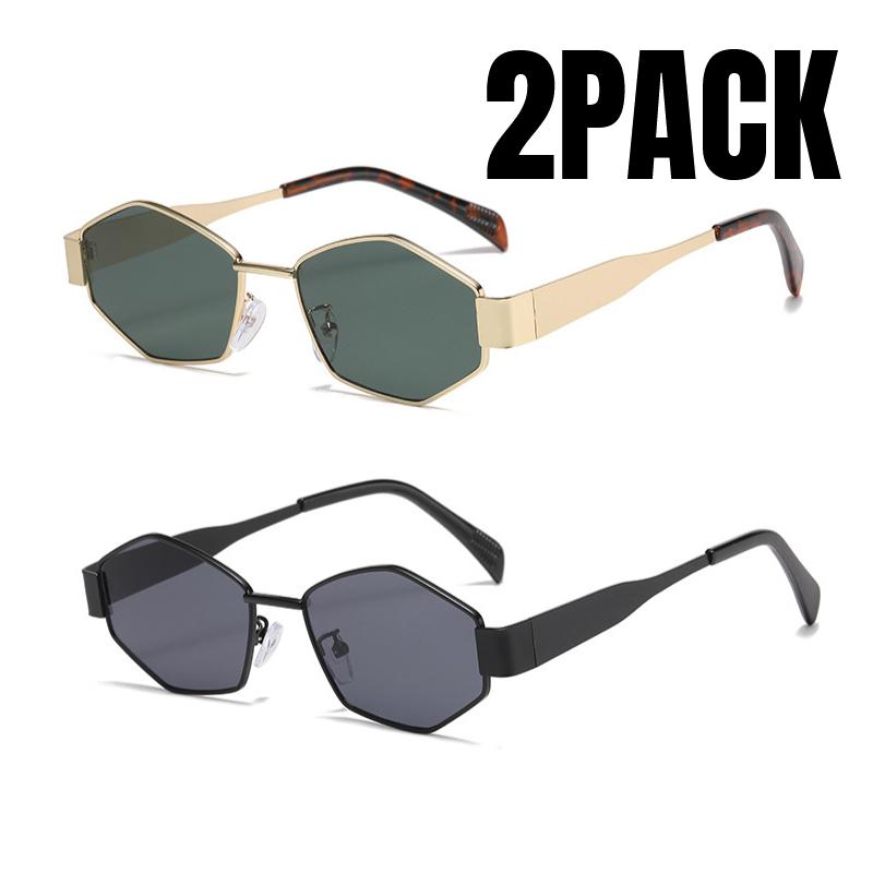 MEW 2PACK Diamond Shaped Glasses Triumphal Arch Fashion Internet Famous Sunglasses Metal Sunshade glasses  Trend