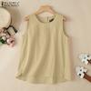 ZANZEA Women Summer Casual Round Neck Loose Sleeveless Tank Tops
