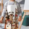 1pc Funny Cartoon Dog Group Painting Apron Linen Kids Children Art Craft Cooking Apron Pet Lover Gift Animal Print Design Wear