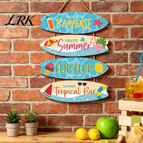Bedroom Wall Accent Inspirational Wooden Hanging Sign, Summer Surf Kids Positive Quote Plaque, Decorative Wood Plaque Farmhouse String Sign