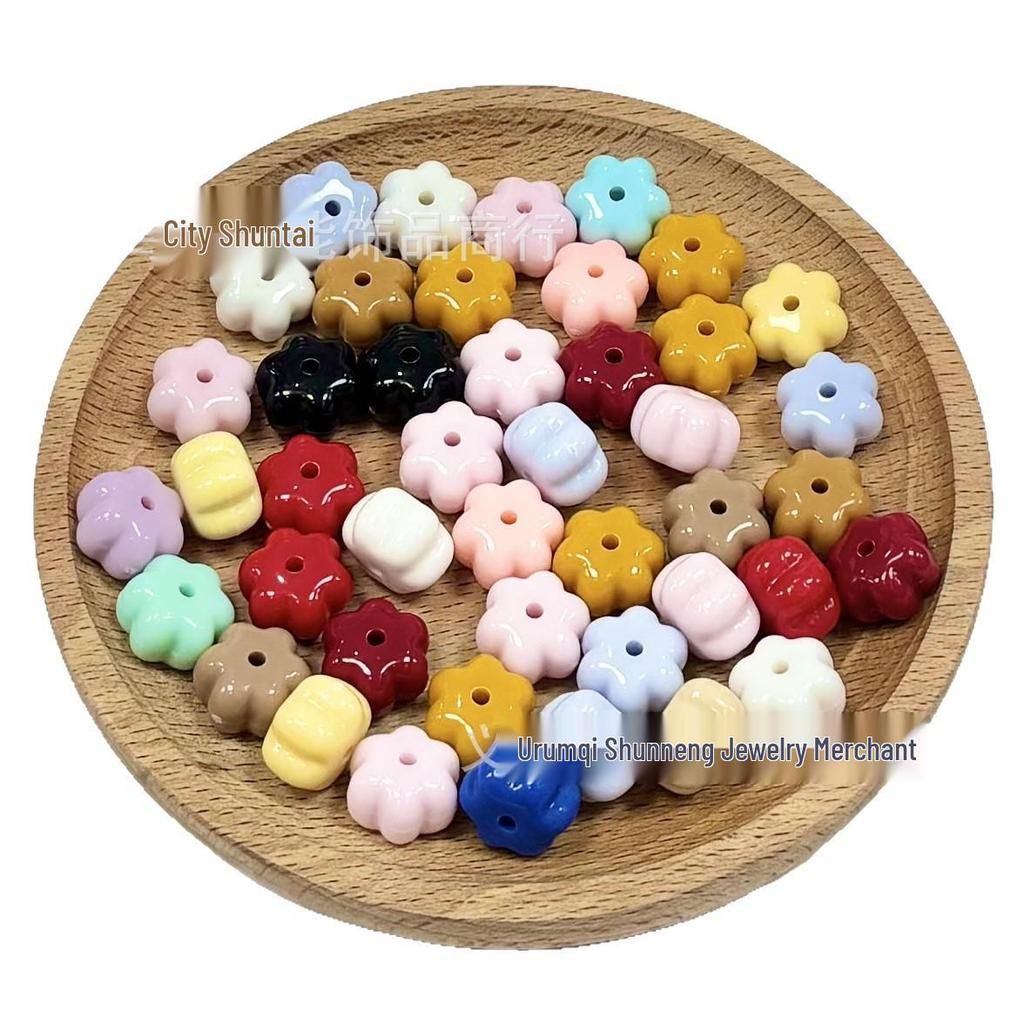 Acrylic Halloween Pumpkin and Flower Beads for DIY Bracelets and Phone Chains