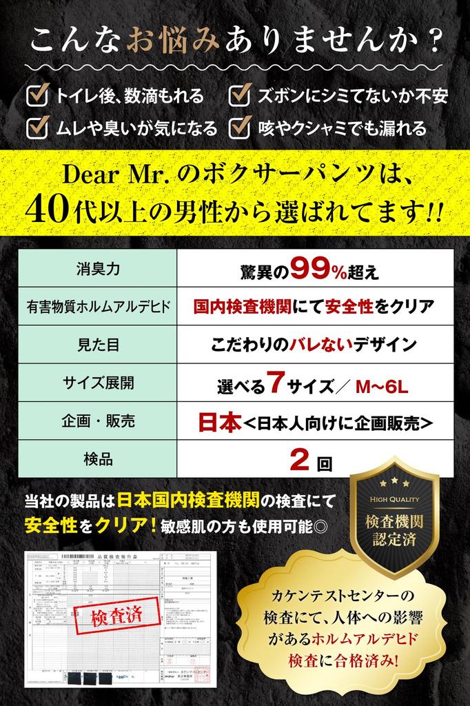 In Nikkei Incontinence Front Plus Deodorizing and 1 Count 1 [Featured Trendy] Men's Pants, Opening, Size, Antibacterial, [Dear Mr.] (5L, Navy, Count)