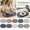Set of 6 Oval Woven Placemats Heat Resistant Washable Table Mats for Dining Kitchen Tabletop Protection 12x18 Inch