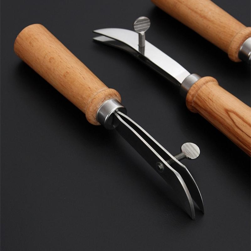 Leather Edging Creaser Tool with Wood Handle Leather Craft Scriber Marking Tool Adjustable Leather Creaser Working Tool