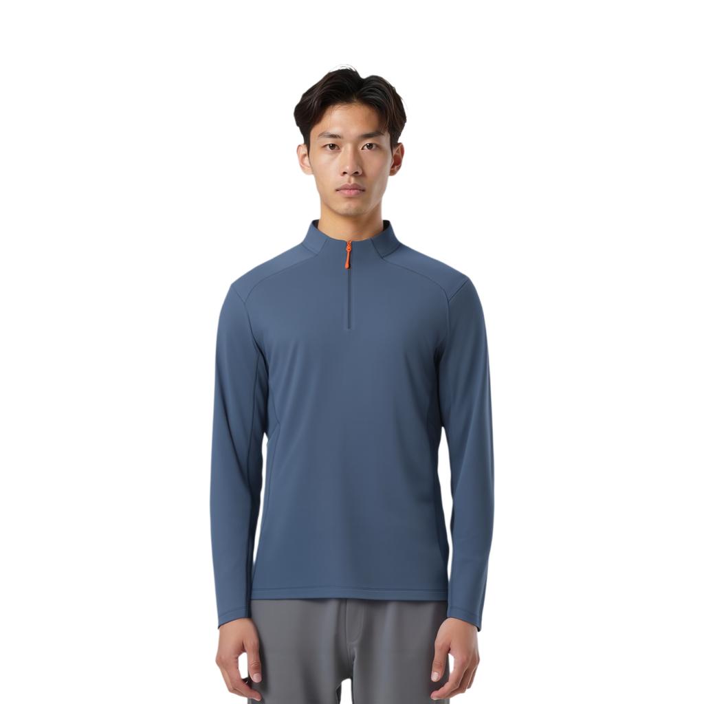 Anta Simple Stand Collar Comfortable Soft Casual Solid Color Versatile Long Sleeve T-Shirt Men Tops 152530412-2