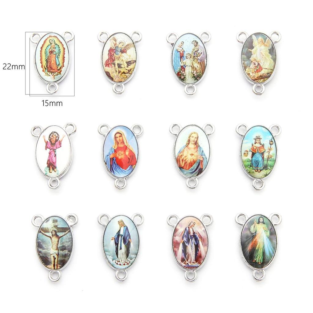 20Pcs Mix Jesus Series Drop Oil Alloy Pendants For Jewelry Component Making DIY Charm Decoration