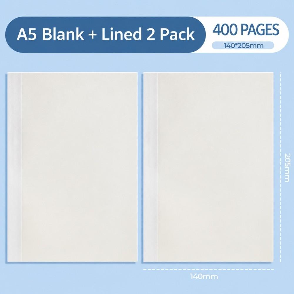 A5 Notebook Refill Blank / Lined 200 Pages Sketch Paper Replacement Insert Sketch Draft Design Inner Page Replacement Writing