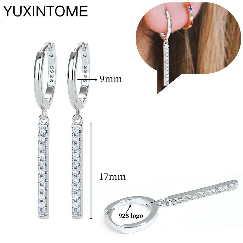 925 Sterling Silver Ear Needle Fashion Hoop Earrings White Crystal Luxury Women's Silver Earrings Wedding Women's Jewelry Gift