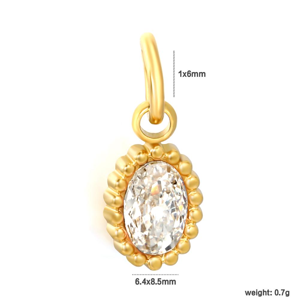 2026 New Waterproof 18K Gold Plated Stainless Steel Oval Heart Shape Cubic Zirconia Pendant Charms for DIY Jewelry Making