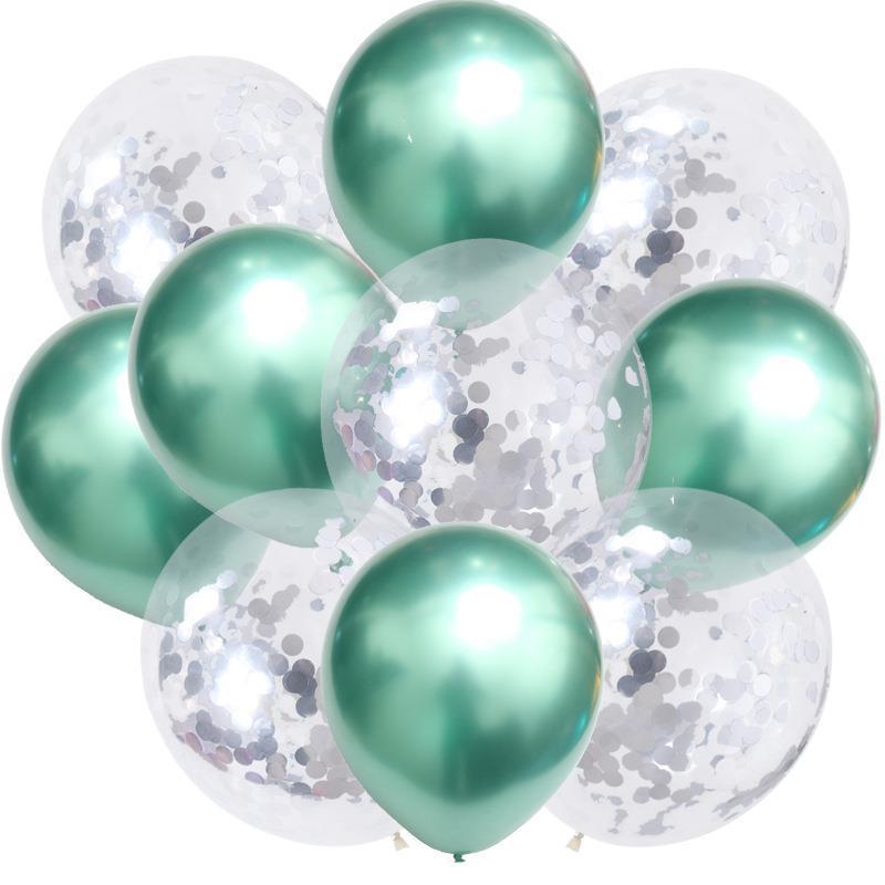 Birthday & Ceremony Decoration Balloon Set: Metallic Sequins, Table & Ground Floating Balloons.