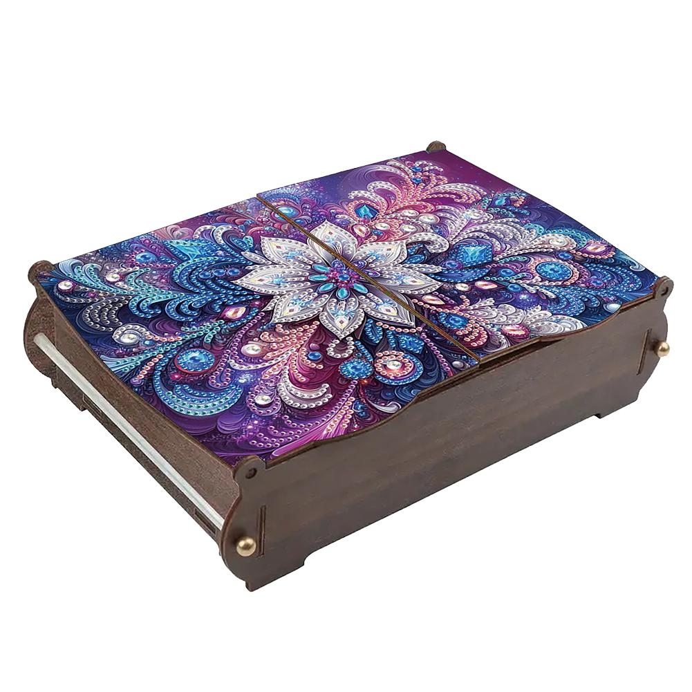5D DIY Diamond Art Handmade Storage Box Partial Drill Colored Pattern Wood Case Crystal Mosaic Storage Container for Home Decor