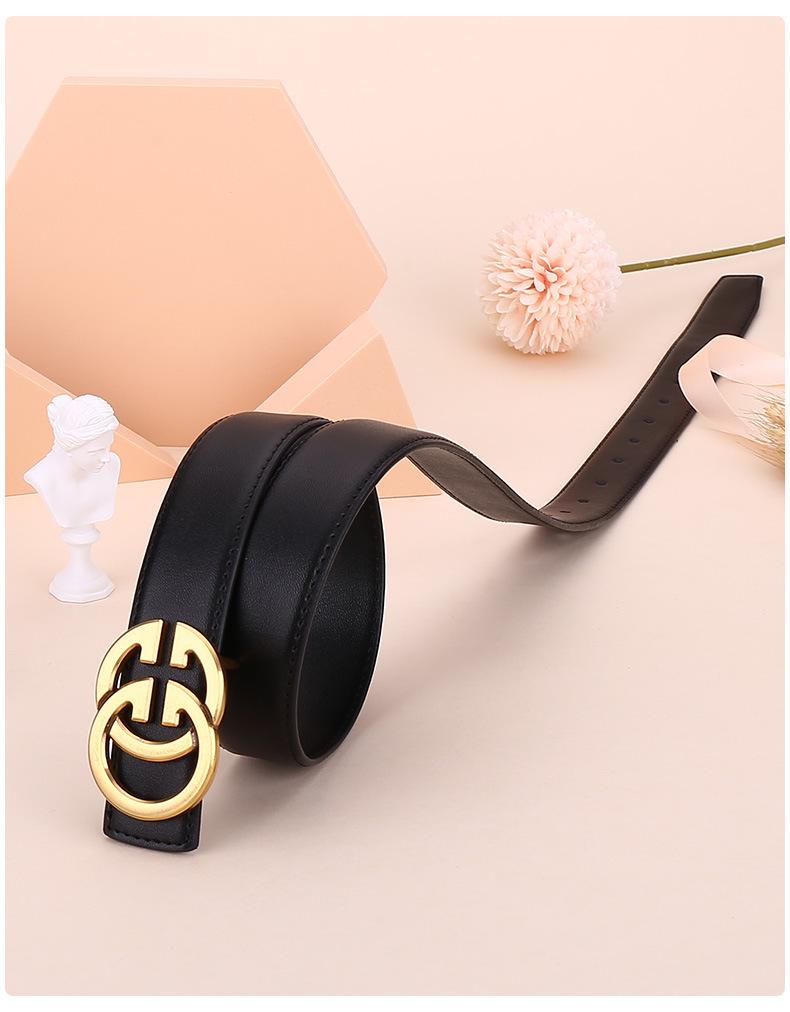 Damen Casual Rindsledergürtel mit Doppel-G-Schnalle - Einfarbig, vielseitig für Jeans und Anzüge