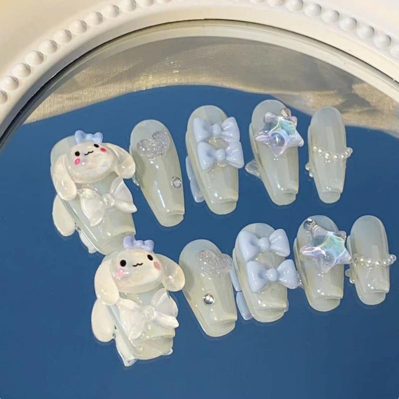 Handmade Cartoon Version Crystal Dog With Detachable Nail Stickers For Girls Adorable And Charming Style